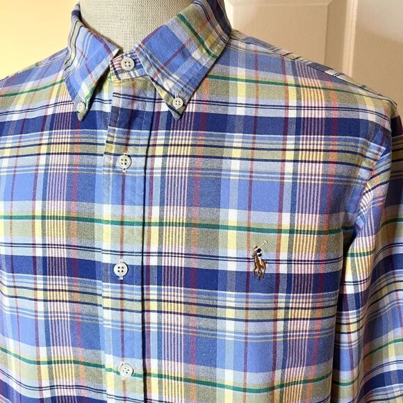 EUC Lot of 2 Men's Ralph Lauren Classic Fit Button Down Plaid Oxford Shirt LARGE - Picture 5 of 5